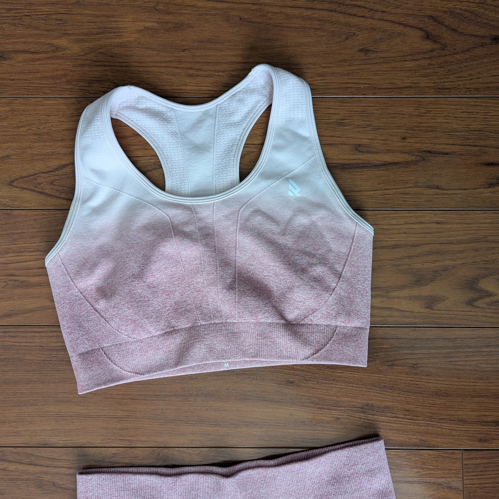 Women's Pink and White Sports Bra - Picture 2 of 5